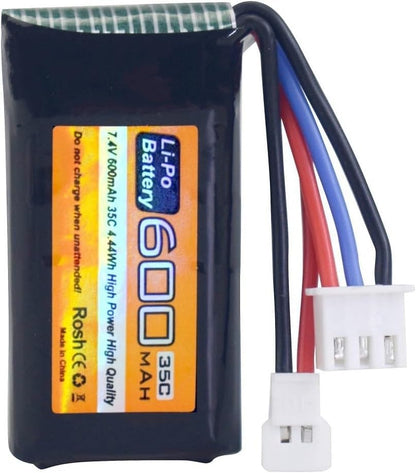 7.4V 600mAh 35C 2S Lipo Battery with Molex Plug and USB Charger Suitable for FMS FCX24 RC Cars, Trucks, Remote Control Electric Climbing Vehicles FCX24 Batteries