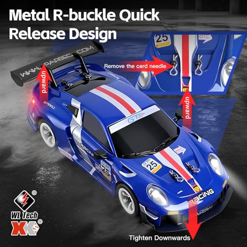WLtoys 1:28 Scale RC Rally Cars, 30KPH 4WD RTR High Speed RC Racing Car with LED Lights and Gyroscope, Professional Chassis 2.4G RC Car for Teens Adults