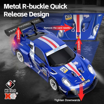 WLtoys 1:28 Scale RC Rally Cars, 30KPH 4WD RTR High Speed RC Racing Car with LED Lights and Gyroscope, Professional Chassis 2.4G RC Car for Teens Adults