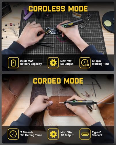 Fanttik T1 Max Soldering Iron Kit, Cordless Soldering Iron | 7s Fast Heating(390°F-840℉), Auto Sleep, 4 Pcs Soldering Tips(C210), 360° Swivel Stand, Soldering Iron for Precision Repair