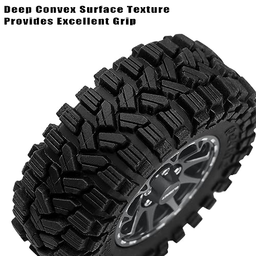 GLOBACT 1.2 Beadlock Wheel Tires 62*24mm for TRX4M SCX24 1/18 1/24 Titanium | 9-Spoke, Aluminum, Soft Sticky Rubber Tires