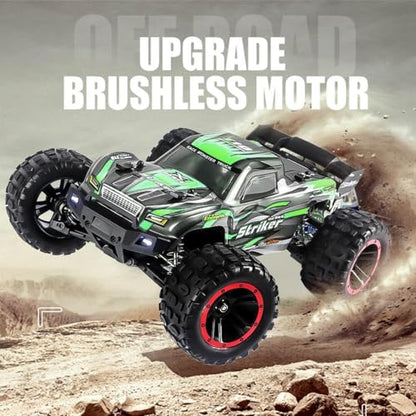 GoolRC 2105A Brushless RC Cars, 1:14 Scale Remote Control Car, 4WD 75KM/H High Speed RC Truck, All Terrains Off-Road Monster Trucks, 2.4GHz Electric Vehicle with 2 Batteries for Adults (Green) - color: Green, size: 2 Batteries