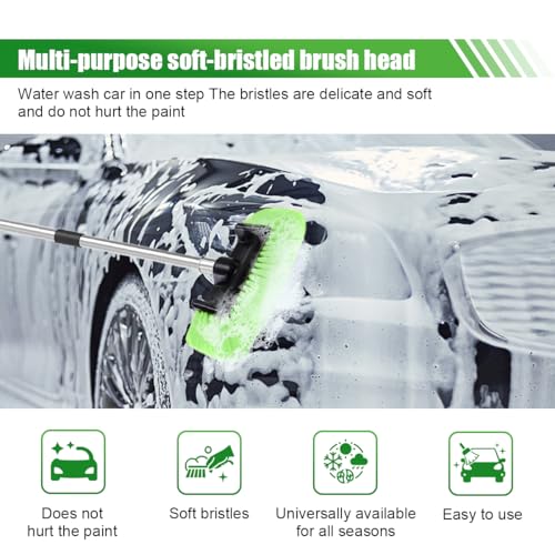 ZIMISI 59" Car Wash Brush with Long Handle, No Scratch Soft Bristle Cleaning Brush, Extendable Windshield Cleaner Tool, Car Cleaning Kit for Boat, RV, Truck, House Siding, Solar Panel (Green) - color: Green