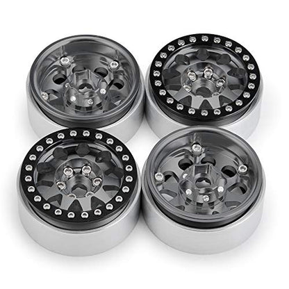 RCLIONS 4pcs 1.9 Beadlock RC Aluminum Wheels Rims for TRX4,AXAIL SCX10 III AXI03007,SCX10 II 1/10th Scale RC Crawler Car Upgrade Parts