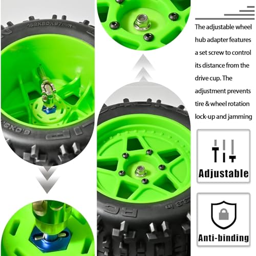 Aluminum 12mm Hex Wheel Hub 4Pcs w/Axle Pin M4 Flange Lock Nut Standard M3 M4 Nut 5mm Thickness Wheel Drive Adapter for 1/10 Traxxas HSP Redcat Rc4wd Tamiya Axial SCX10 WLtoy RC Car(25Pcs) - color: Blue, size: 5.0