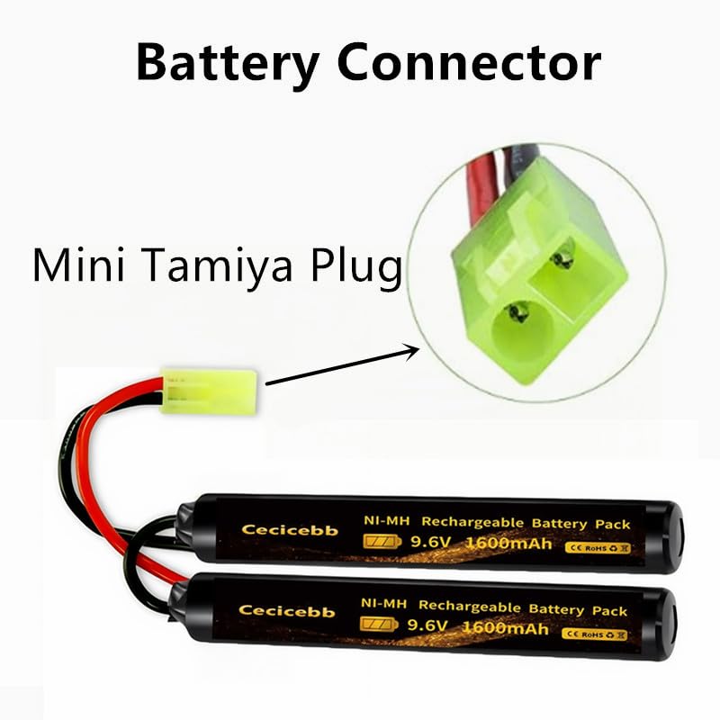 9.6V Nimh Airsoft Battery 9.6V 1600mAh Nunchuck Butterfly Mini NiMH Battery Pack with 9.6V Charger