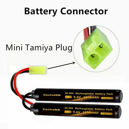 9.6V Nimh Airsoft Battery 9.6V 1600mAh Nunchuck Butterfly Mini NiMH Battery Pack with 9.6V Charger