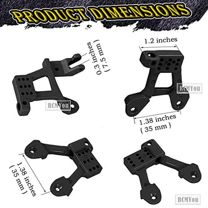 RC Shock Tower Shocks Hoops Upgrades Part for 1/10 SCX10 II 90046 90047 Crawlers Truck Car,4PCS Aluminum Rear Front RC Shocks Tower Shock Hops Up (Black) - color: Black