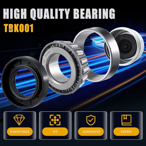 XiKe 30205 Trailer Bearings Wheel Hub Kit, 2 Sets, Fits for 25mm Axles | Includes TC30x52x10mm Seal, OD 52mm Dust Cover and Cotter Pin. - size: 30205 + Seal ID 1.18, style: Pack 2 Set