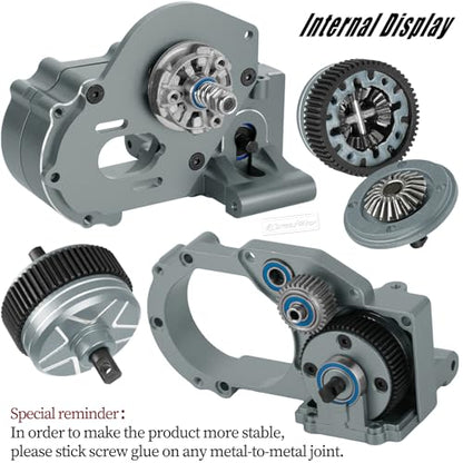 Metal Transmission Complete Upgrades Part for 1/10 Slash/Rustler/Stampede/Bandit 2WD(VXL),Gearbox Case w/76T 83T 86T 90T Gear,Diff,Slipper Clutch & Rebuild Kit,Pressure Plate,Titanium - color: Titanium(1set)