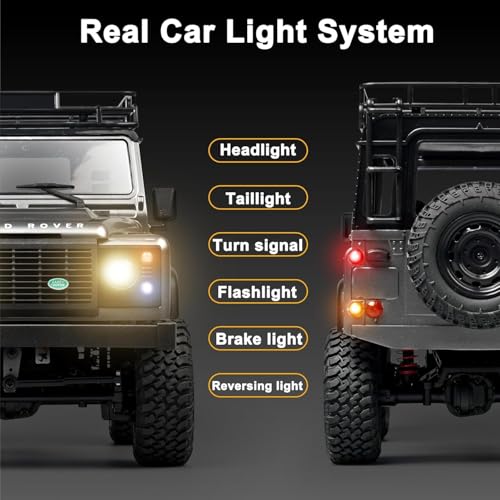 MN99S RC Rock Crawler, 1:12 Scale D90 Land Rover Defender 4WD Off-Road RC Truck with 3PCS 1200Mah Batteries, Upgraded 280 Motor 4-Link Suspension