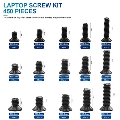 NINDEJIN Laptop Computer Screw Kit, M2 M2.5 M3 Countersunk Flat Head Phillips Mini Screws Set, Replacement Part Electronic Repair Accessories | Computer Replacement Screws, Repair Screws, Computer Notebook Screw, Carbon Steel, for Many Types of Computers,
