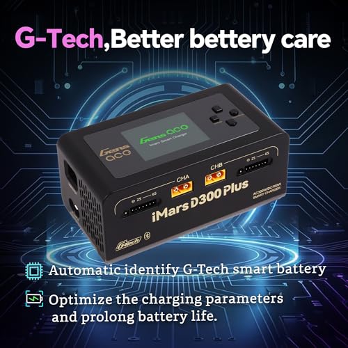 IMARS D300 Plus Gens Ace Lipo Battery Charger G-Tech Series Dual Lipo Balance Charger AC 300W DC 700W 16A Smart Charger for 1s~6s Lipo Batteries, Life/NiCd/MH/LiHV, Plug&Play (Black)