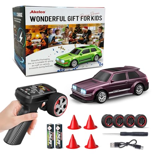 1/43 Mini RC Drift Car with Gyroscope, 4WD Full Proportional RC Car, 2.4GHZ Hobby Grade Remote Control Cars, RTR Model Vehicle, 20+KM/H High Speed for Hobbyists Kids Adults (Maroon) - color: Maroon