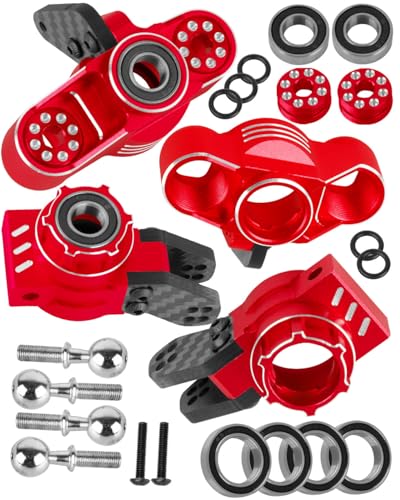 RC Upgrades Part Front Knuckles Steering Blocks&Rear Hub Stub Axle Carriers for 1/8 Kraton (Also for V4&V5)/Notorious/Outcast 6S 4WD BLX,Steering Hops Up,Replaces #AR330505#AR330404,Red - color: Red - (Upgrades)