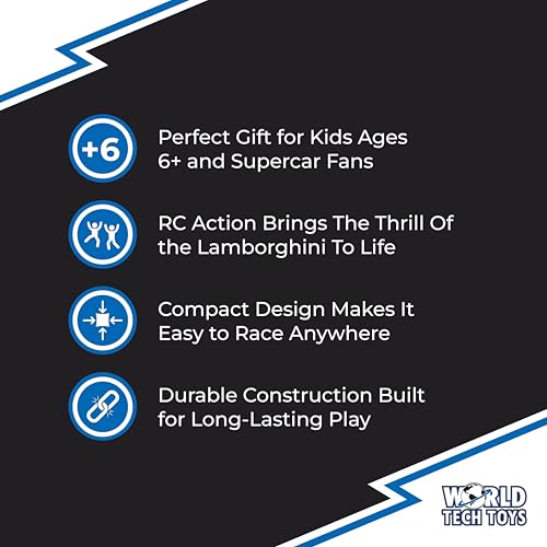 World Tech Toys Lamborghini Aventador 1:14 RTR Electric RC Car – Officially Licensed Supercar – Full Function 2.4 GHz Remote Control – Kids 6+