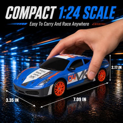 Liberty Imports RC Drift Car 1/24 2.4GHz 4WD Remote Control Sport Racing On-Road Vehicle with LED Light, Batteries and Drift Tires (Style 7) - style: Blue