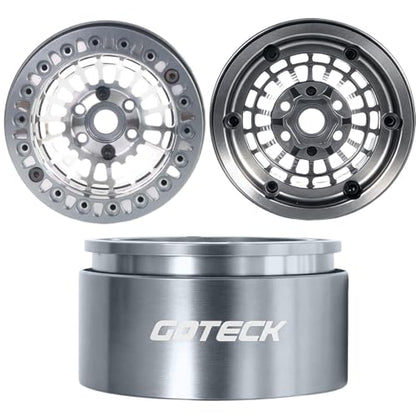 GOTECK RC Rims 1.9 Inch Beadlock Wheel Negative Offset -10mm CNC Aluminum Wheel Rim Wheel Hub 4pcs-Set for Axial SCX10 Pro TRX4 VS4-10 Gen8 RC4WD 1/10 RC Crawler Car - color: Gs10