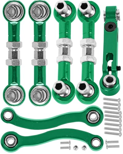 RC Aluminum Metal Turnbuckle Camber Links Toe Links with Rod Ends Steering Linkage Set Upgrade Parts for 1/18 LaTrax Teton,Desert Prerunner.Green(Replace 7636) - color: Green(7pcs)