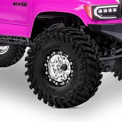 1.3" Pre-Assembled Beadlock Wheels and Tires 72mm (2.83in) for SCX24 TRX4M 1/18 1/24 RC Crawlers – Aluminum Rims, Rubber Tires with Foam Inserts, Easy-Install Upgrade Parts (Silver) - color: Silver 312