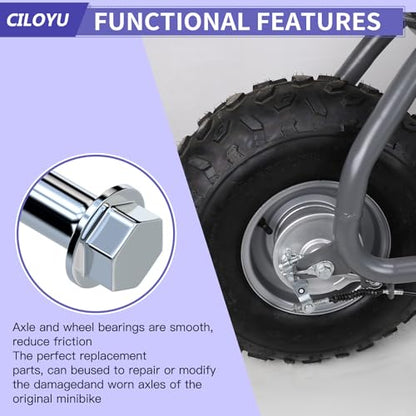 CT200U-EX 14mm 290mm Rear Wheel Axle Kit 300mm Mini Bike Front Axle | Mini Bike Front and Rear Axle Compatible with Coleman BT200X 196CC 200CC Minibike Parts 15mm Chain Adjuster - size: 290mm rear axle + 300mm front axle