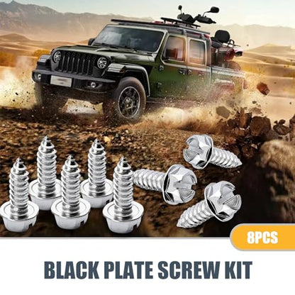 8 PCS License Plate Screw Kit, 304 Stainless Steel Bolt Fasteners, Hex Head Screws Rust-Proof Frame Accessories, Universal for Most Cars (Silver)