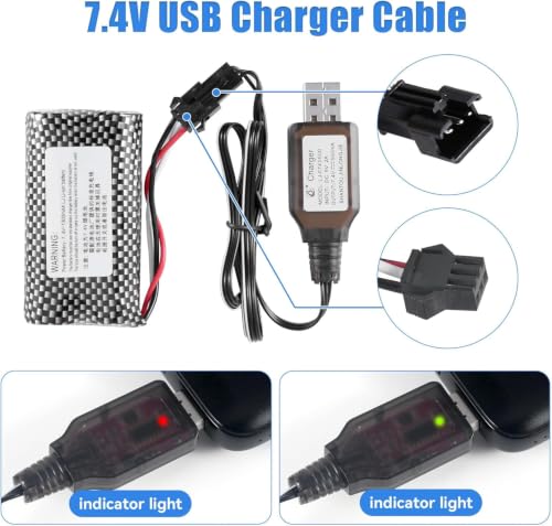 7.4V SM-3P Charger 3-Pin 2S li-on li-po USB Battery Charger with Protection Board for RC Car Boat Drone Shark Vacuum 2 Pcs