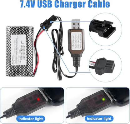 7.4V SM-3P Charger 3-Pin 2S li-on li-po USB Battery Charger with Protection Board for RC Car Boat Drone Shark Vacuum 2 Pcs
