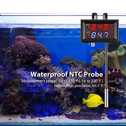 Weewooday 2 Pcs 12v Electronic Temperature Controller Programmable -50 to 110°C Heating/Cooling Thermostat Control Switch Module Ntc Waterproof Sensor Probe Dual Color LED Display Monitor