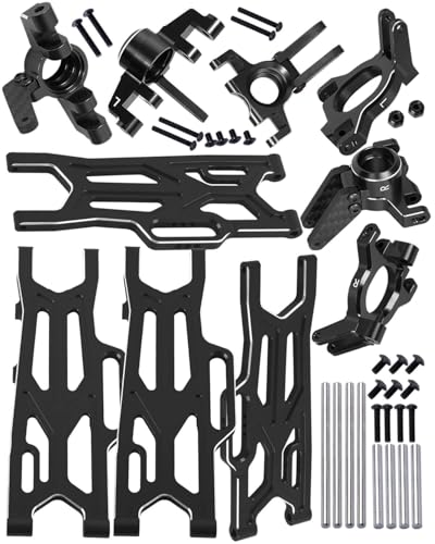 RC Aluminum Suspension Arms Set&Hubs Caster Blocks&Front Steering Block Knuckles&Rear Hubs Upgrades Parts for 1/10 Kraton/Outcast V2 4S BLX,Front Rear Suspension Arms Hops Up,Black - color: Black(for 1/10)