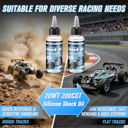 2 Bottles Racing Silicone Shock Oil 20WT 200CST | RC Car Shock Oil for Lubricating R/C Radio Controlled Cars and All Types of Vehicles, RC Shock Oil, Does Not Evaporate
