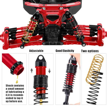Upgrades Part for 1/10 Slash/Rustler/Stampede/Hoss 4x4 VXL,RC Shock Absorbers&Suspension Arms&Drive Shaft Axles&Steering Knuckle Kit&Shock Tower&Adjustable Links&Steering Block,Red - color: Red(parts)