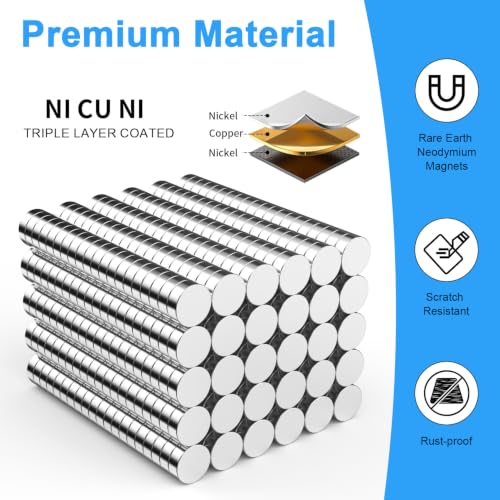 Refrigerator Magnets, 6x2 mm Small Round Magnetic 600 Pack | Rare Earth Neodymium Fridge Magnet for Home Kitchen Office School 3D Printing Industrial Scientific Purpose, Silver - size: 6x2 mm