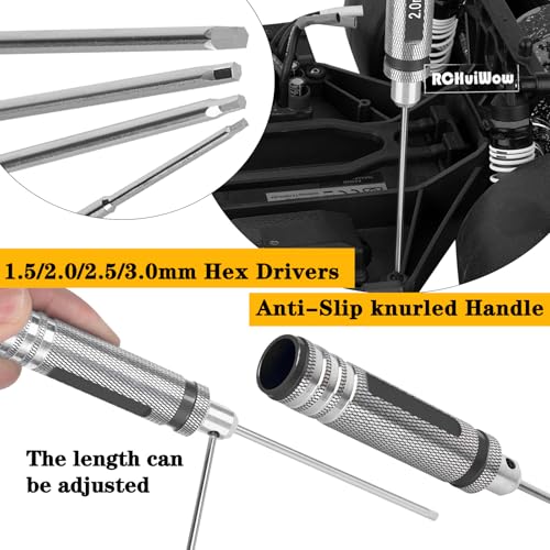 RC Tool Kit w/Height Adjustable Work Stand, 1.5 2.0 2.5 3.0mm Hex, 4.0 5.5 7.0 8.0mm Nut Driver, 17mm Wheel Socket &Screw Tray for 1/10 TRX4 Slash 4X4 BL-2S SCX10 III SENTON L0S1 1/8,Red - color: Red(1set)