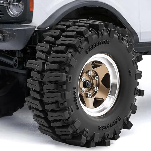 1.3" RC Beadlock Wheel Tires Set 64x26mm for SCX24 TRX4M, Bronze (4PCS) | Upgraded 1.45-inch Wheel for 1/24 SCX24 AX24 FCX24 1/18 TRX4M FMS RC Crawler Car Upgrade - color: Bronze