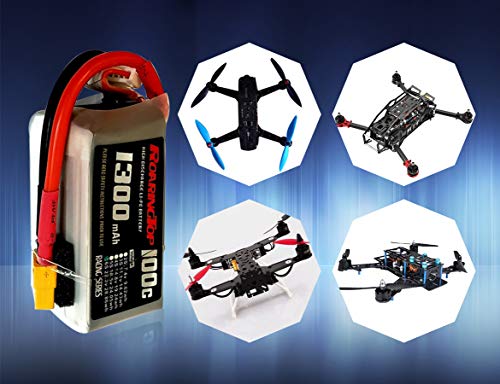 RoaringTop LiPo Battery Pack 100C 1300mAh 6S 22.2V with XT60 Plug for RC Car Boat Truck Heli Airplane