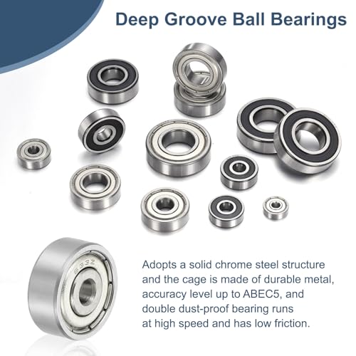 uxcell 4 Pack 633ZZ Deep Groove Ball Bearings, 3x13x5mm Chrome Steel Double Shield Bearing for Electric Motor, Home Appliances, Garden Machinery, (ABEC5) - size: 633ZZ