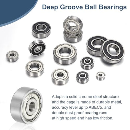 uxcell 4 Pack 633ZZ Deep Groove Ball Bearings, 3x13x5mm Chrome Steel Double Shield Bearing for Electric Motor, Home Appliances, Garden Machinery, (ABEC5) - size: 633ZZ