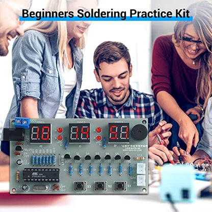 MiOYOOW 6-Digit Clock Soldering Practice Kit, DIY PCB Digital Alarm Clock Soldering Project Beginners Electronic Learning Kits for College High School Education - color: 6 Digit Clock Kit(0.56 Inch)