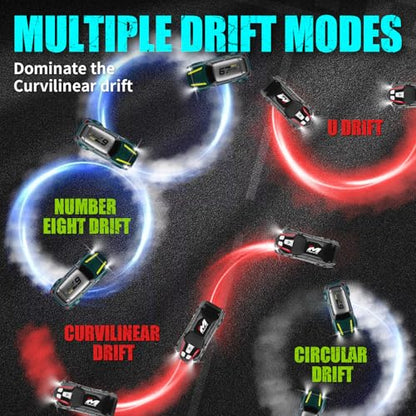 Desktop Drift Car,1:64 Remote Control Car, RC Cars with LED Lights | Mini RC Drift Car for Race, for Boys Kids Adults - color: Black