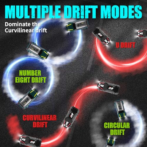 Desktop Drift Car,1:64 Remote Control Car, RC Cars with LED Lights | Mini RC Drift Car for Race, for Boys Kids Adults - color: Black