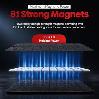 Magnetic Tool Pad for Organization - Flexible Mat for Nuts Bolts, Screws, Sockets, Wrenches, Mechanical Tools | For Service Trucks & Truck Box (8"x8") - size: 8"x8"