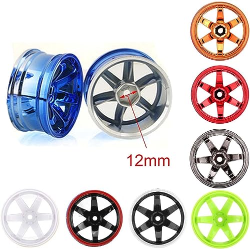 4Pcs 63mm RC Drift Car Tires Hard Tyres Plastic Wheel Rims for 1/10 On-Road Drifting Car for HSP Tamiya HPI Kyosho Spare Parts(Black/Red) - color: Black/Red