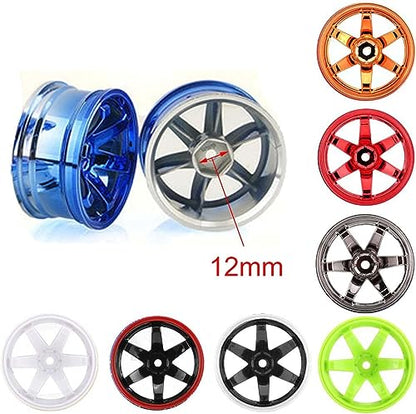 4Pcs 63mm RC Drift Car Tires Hard Tyres Plastic Wheel Rims for 1/10 On-Road Drifting Car for HSP Tamiya HPI Kyosho Spare Parts(Black/Red) - color: Black/Red