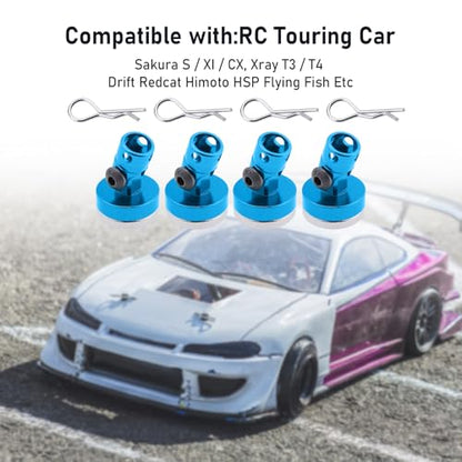 Hobbypark Alloy Magnetic Stealth Invisible Body Post Mount Shell for Drift RC Touring Car (Pack of 4)