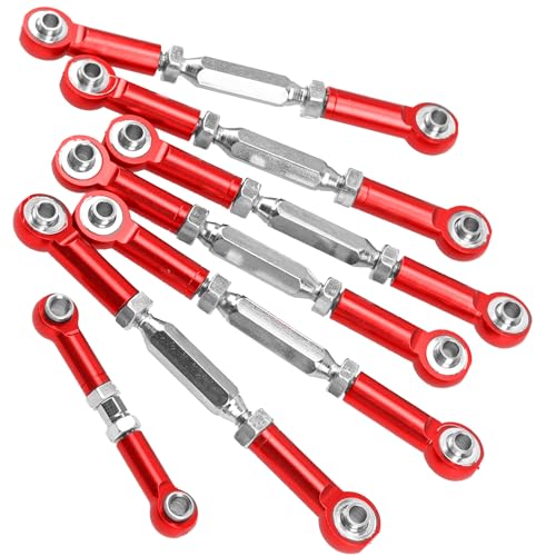 Aluminum Adjustable Turnbuckles Rod Camber Links Steering Linkage Pull Rod Tie Rod Compatible with Traxxas 1/10 Slash 2WD RC Truck (Red)
