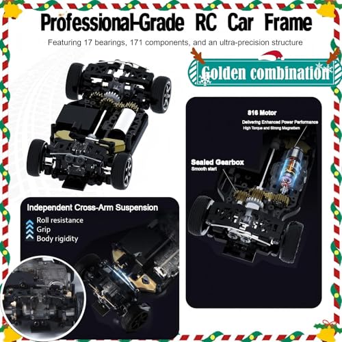 MG034 FPV Drift RC Car with VR Goggles&Camera for Thrilled Rxperience,20KM/H Remote Control Car- Gyro,Drift/Racing Tires,Full Simulated Lighting System,4WD RC Car Toy for Adult (Black, FPV Version) - color: Black