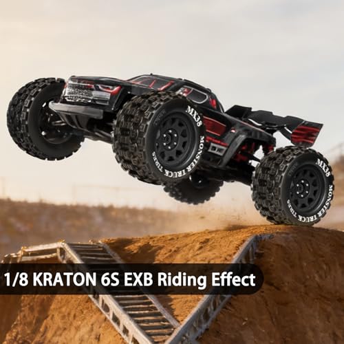 LRFHL MX38 F/R 3.8" RC Tires and Wheels with 17mm Hex Adapter, 4PCS, Black | 1/7 1/8 RC Monster Truck Tires, for Arrma Notorious Outcast Kraton 6S Traxxas E-Revo RC Car Upgrade - color: Black Tires+ Black Wheels
