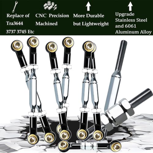 Stainless Steel Camber Links with Rod Ends Set for 1/10 Traxxas Slash,Black | Adjustable Turnbuckles with Spacers & Wrench for Rustler 4X4/2WD, Stampede 4X4, Hoss 4X4, Bandit/VXL RC Car Hops Up Parts - color: Black