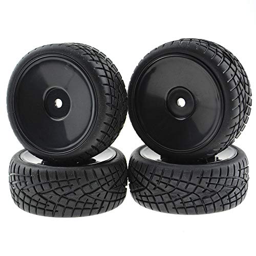 1:10 On Road RC Tires 12mm Hub Wheel Rims, Black, 4PCS | Concentric Hard Dish, For Touring Racing Cars